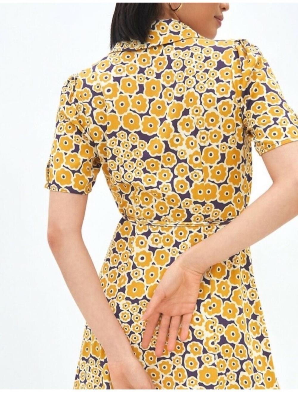 Anthropologie Corey Lynn Calter Floral Wrap Mini Dress Yellow Purple Size XS - Picture 3 of 10